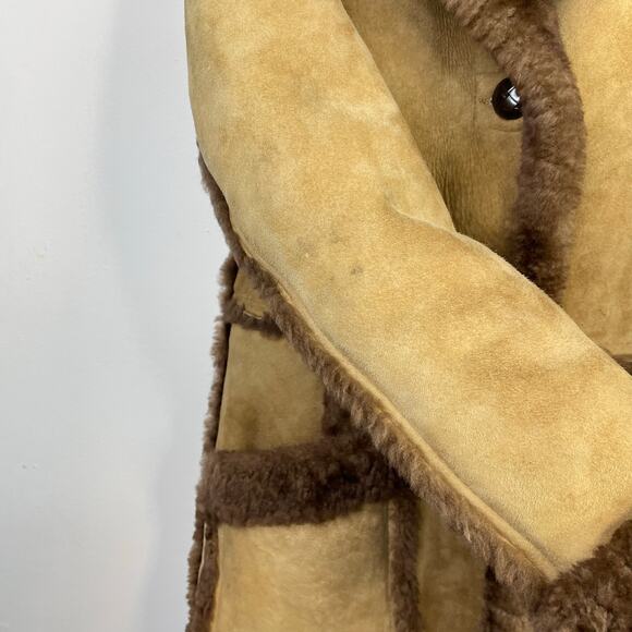 Vintage Bermans Sheepskin Leather Shearling Western Fargo Rancher Coat Women 12 - Picture 13 of 17